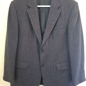 John Ashford Sport Coat Mens 46L Tan Black Houndstooth Plaid 2-Button Blazer